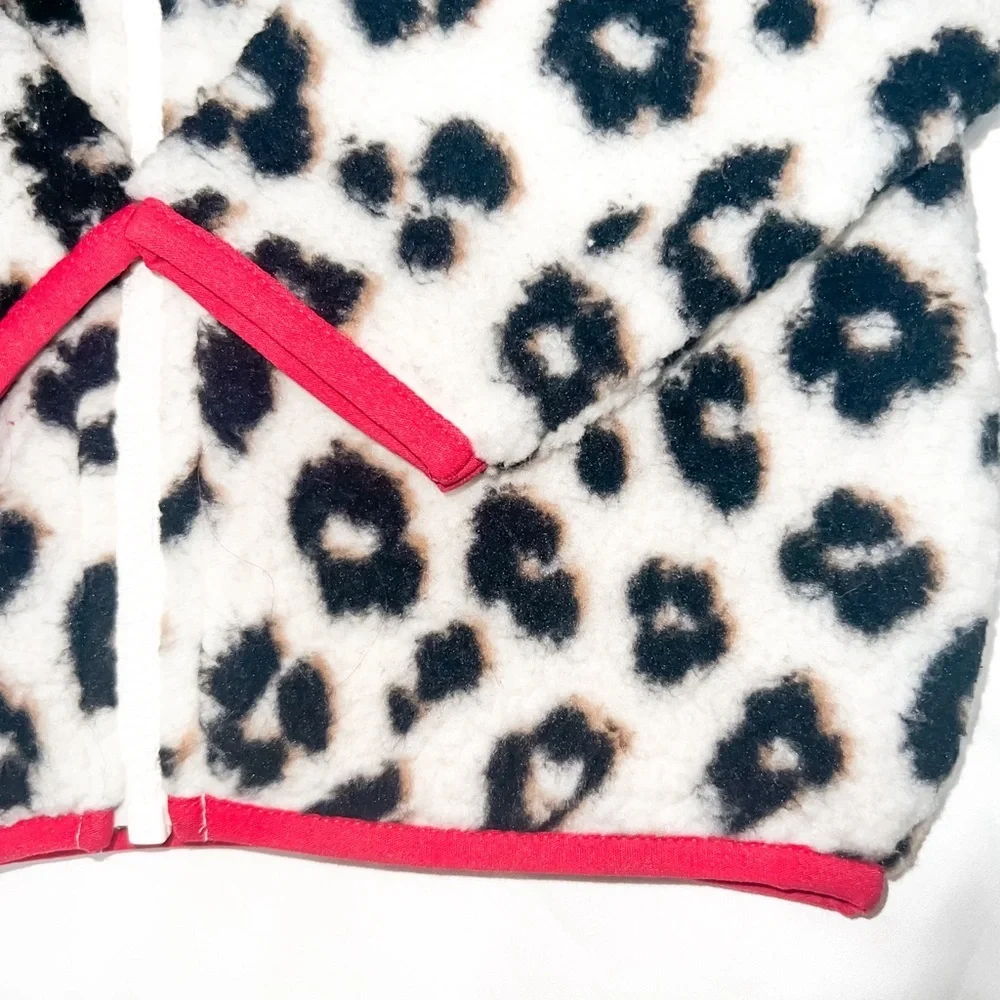 Old Navy Toddler Girls Leopard Printed Sherpa Zip-Front Hooded Jacket, Size 4T